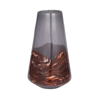 14" Glass Vase Contemporary Brown and Gray Glassware Decorative Table ...